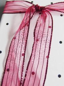 Burgundy Sheer Shimmery Corsage Ribbon - 5/8" x 25y