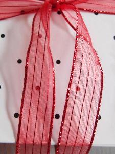 Red Sheer Shimmery Corsage Ribbon
