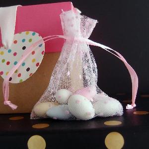 Tulle Bags White w/ White Swiss Dots - 10 pc/ pack. 1 pack minimum.