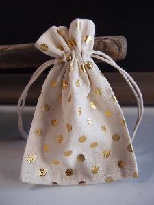Cotton Bag Gold Dots - 3.5" x 5"