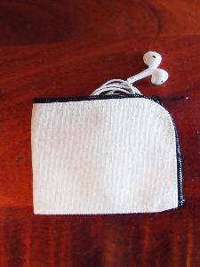 Natural Canvas Curved Zippered Pouch  - 5.5"W x 3.75"
