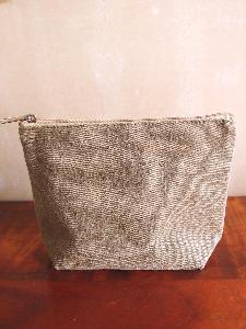 Brown Canvas Zipper Pouch 8x5 - 8"W x 5.5"x 2"