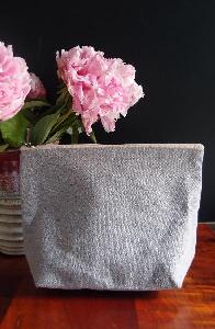 Grey  Recycled Canvas  Zipper Pouch  10" - 10"W x 7" x 3"D