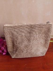 Brown Canvas Zipper Pouch 10x7 - 10"W x 7" x 3"D