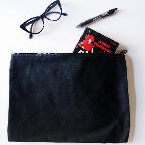 Black Recycled Canvas Zipper Bag - 13" W x 9.50" H 