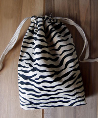 Zebra Print Cotton Bags - 3" x 4"
