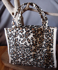 Leopard Print Cotton Bags - 7" x 6" x 2.75"