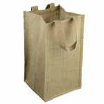 Jute Wine Totes w/ Dividers - 8" x 8" x 14"