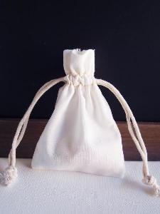 White Cotton Bag 3x4 with Ivory Stitching - 3" x 4"