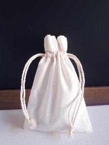 White Cotton Bag 4x6 with Ivory Stitching - 4" x 6"