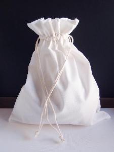 White Cotton Bag 10x12 with Ivory Stitching - 10" x 12"