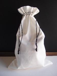 White Cotton Bag 10x16 with Black Drawstring - 10" x 16"