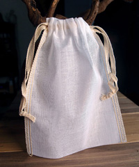 Natural Muslin Bags with Ivory Serged Edge 5x7 - 5" x 7"