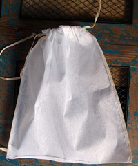Natural Muslin Bags with Ivory Serged Edge 12x14 - 12" x 14"