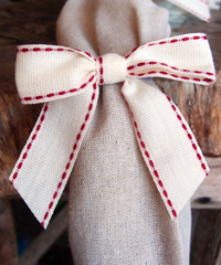 Canvas Pre-tied Bow with Stitching