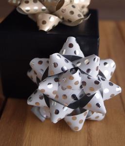 White with Metallic Silver Dots 2" Star Bows - 2" Star Bows