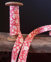 Red Floral Printed Cotton Ribbon