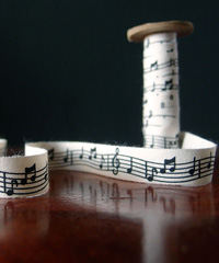 Musical Notes Printed Cotton Ribbon