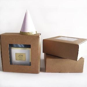 Natural Tab Lock Folding Boxes with Window 5 x 5 - 5” x 5” x 2”H