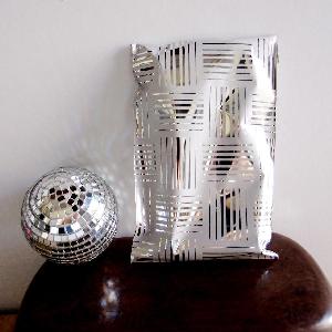 Silver Box Stripes 4 ¾ x 7 1/4 Adhesive Merchandise Bag - 4 3/4"W x 7 3/4"