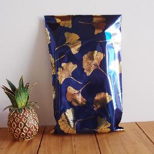 Gold Gingko on Blue 6" x 9 " Adhesive Merchandise Bag - 6" x 9 "