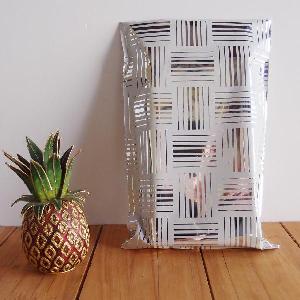 Silver Box Stripes 6" x 9 ¼" Adhesive Merchandise Bag - 6" x 9 ¼"
