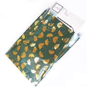 Gold Gingko on Green 13 ¾" x 19" Adhesive Merchandise Bag - 13 ¾" x 19"
