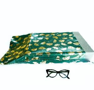 Gold Gingko on Green 15 " x 22 3/8" Adhesive Merchandise Bag - 15 " x 22 3/8"