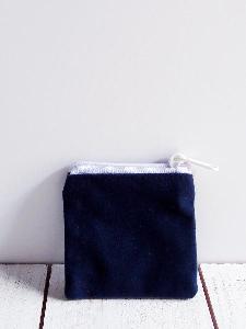 Blue Velvet Zippered Bag with White Zipper 2.5" x 2.5" - 2.5" x 2.5"