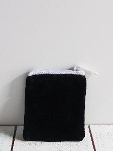 Black Velvet Zippered Bag with White Zipper 2.5" x 2.5" - 2.5" x 2.5"