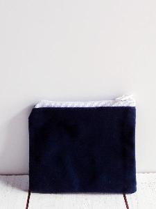 Blue Velvet Zippered Bag with White Zipper 3.5" x 3" - 3.5" x 3"