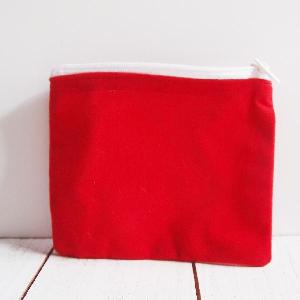 Red Velvet Zippered Bag with White Zipper 5" x 4" - 5" x 4"