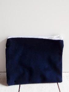 Blue Velvet Zippered Bag  with White Zipper 5" x 4" - 5" x 4"