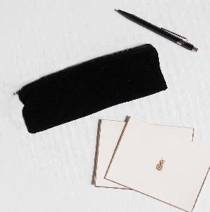 Black Velvet Zippered Bag with Black Zipper 8" x 2.5" - 8" x 2.5"
