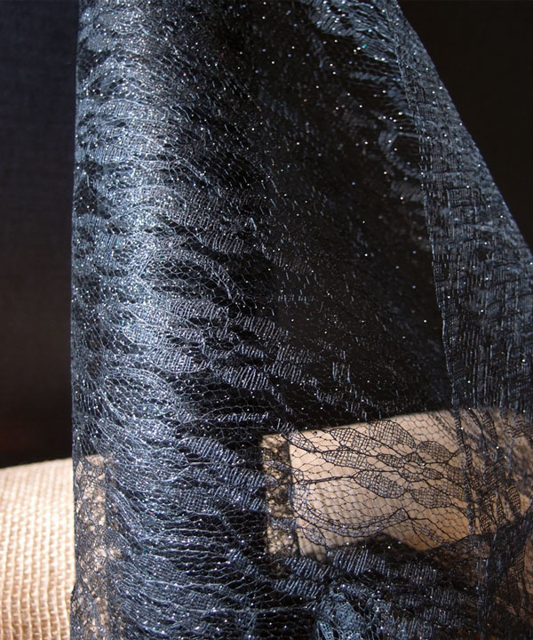 Black Glitter Lace Draping - 19" x 5Y
