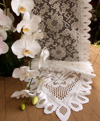 Ivory Floral Lace Table Runner - 13" x 96"