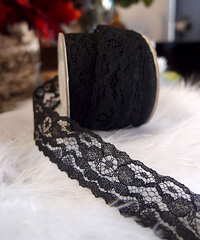 Black Chantilly Lace Ribbon - 1" x 25Y