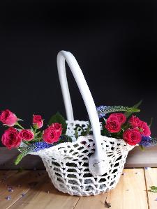 Stiffened Lace Flower Girl Basket - 4" dia bottom, 8.5"dia top, 4.5"H
