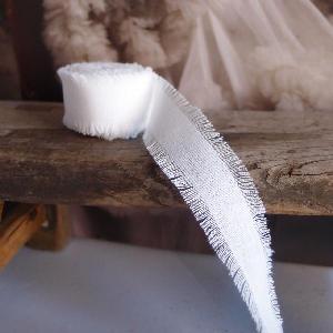 Fringed White Cotton Ribbon 1 inch width - 1 inch x 5yd.