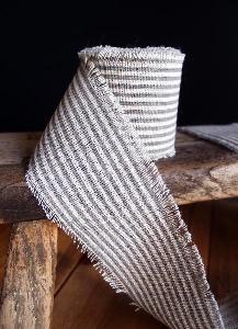 Pewter Gray Striped Linen Ribbon - Striped linen ribbon 