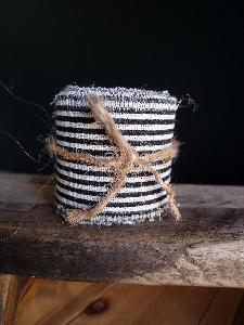 Black Striped Linen Ribbon - Striped linen ribbon 