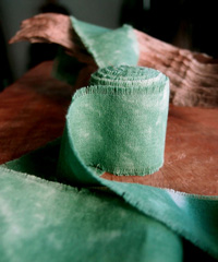 Green Tie-dyed Linen Ribbon