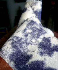 Acid Wash Denim Blue Tie-dyed Linen Ribbon