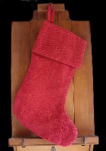 Red Burlap Christmas Stocking 17 inch - 8" x 17"H x 12" 