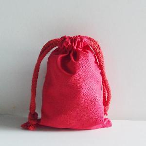 Red 5x7 Cotton Canvas Drawstring Bags   - 5" x 7"