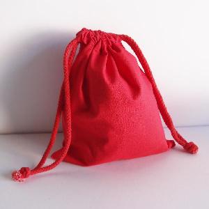 Red 8x10 Cotton Canvas Drawstring Bags   - 8" x 10"