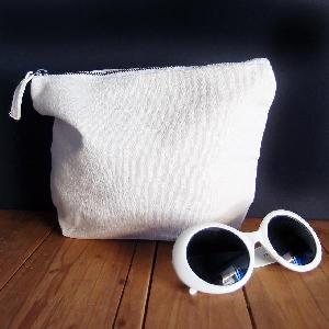 Natural Color Cotton Zipper Bag Standup Pouch with Silver Zipper 10x7 - 10 wide x 7 high x 3 bottom 