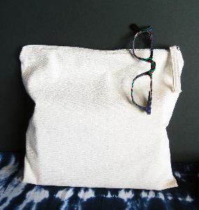 Natural Cotton Zipper Bag Flat Pouch with Silver Zipper 11x10 - 11 wide x 10 inches