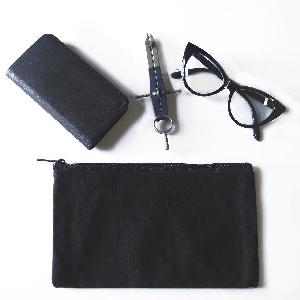 Black Recycled Canvas Zipper Bag - 9.25" W x 5" H 