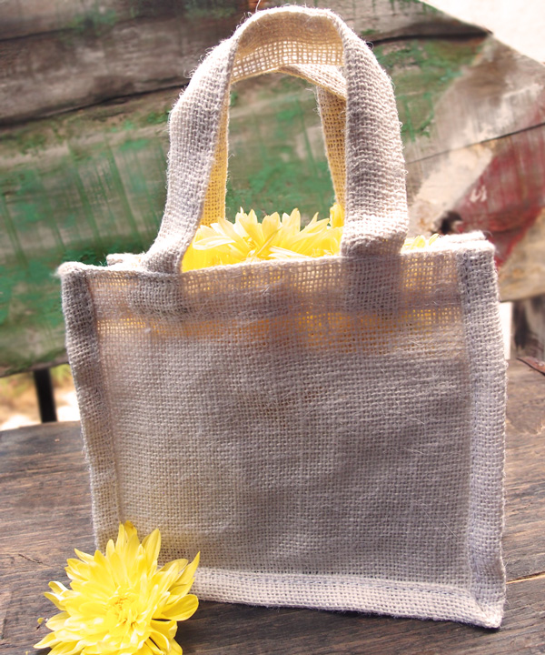 Small Gusset Jute Bags - 7" x 6" x 2"